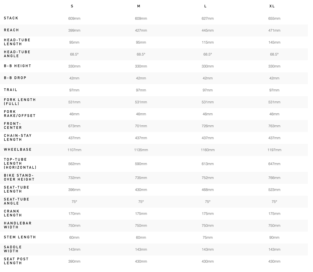 specialized camber 29 size chart