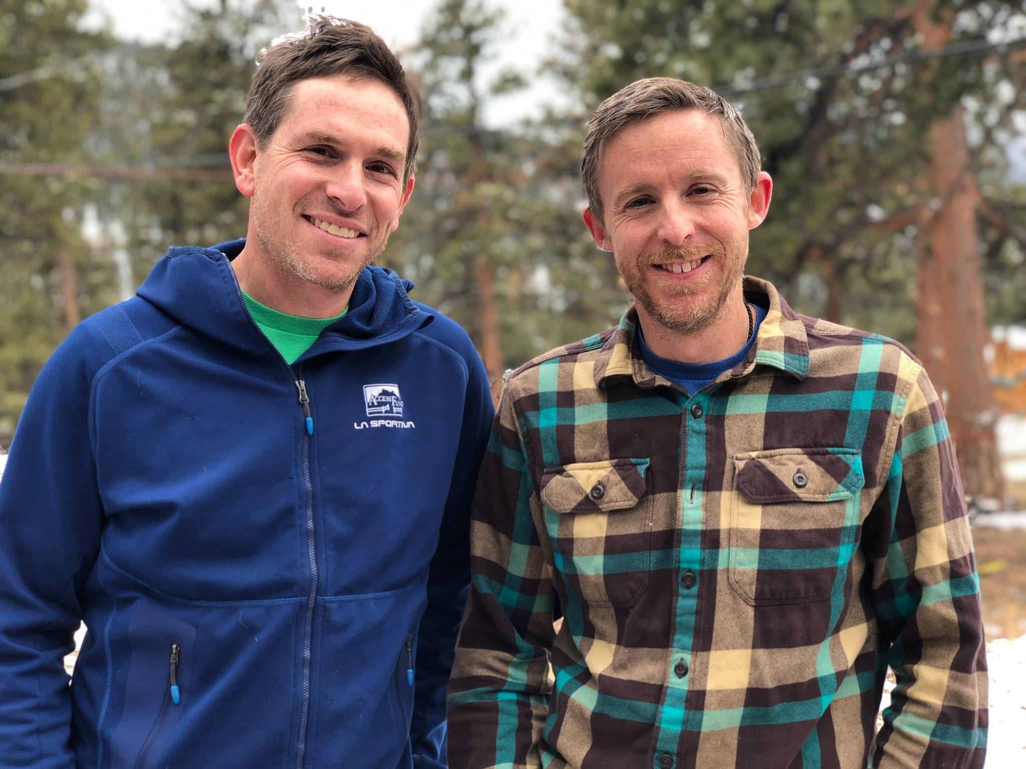 Erik Murdock from Access Fund and Tommy Caldwell in Estes Park