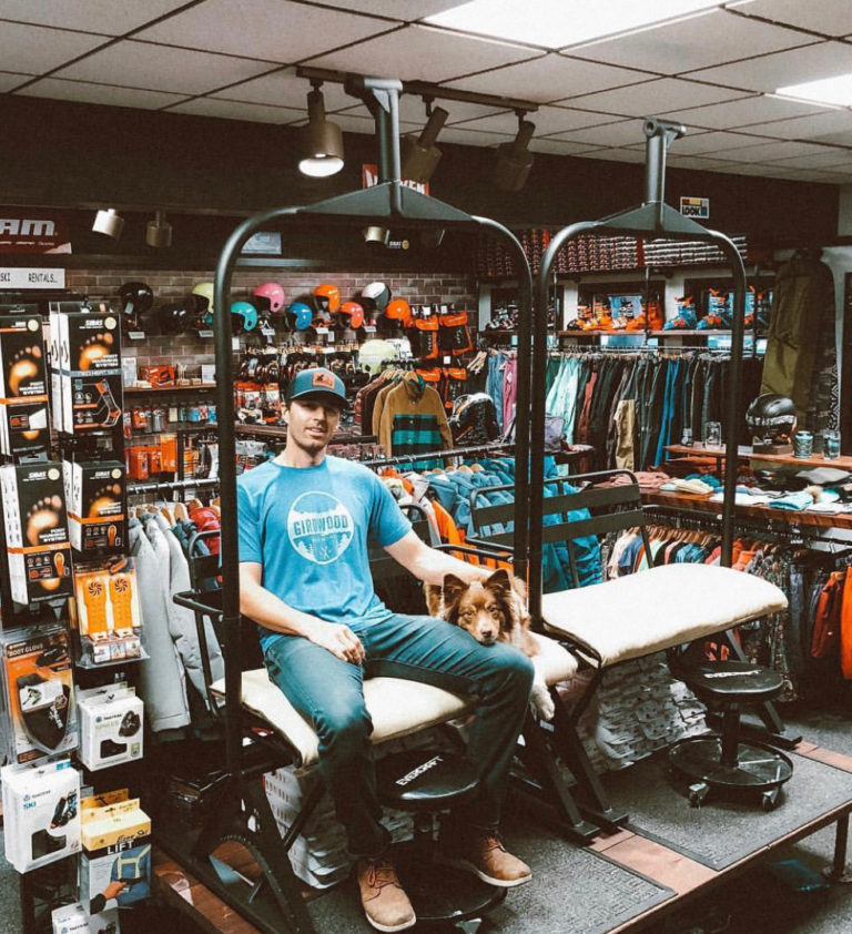 Eric Helmbrecht in Powder Hound Ski Shop in Girdwood Alaska