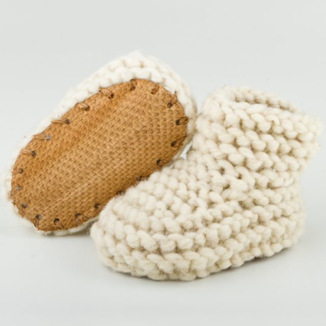 Traditional Knitted Newborn Baby Infant Pram Bootie with Cuffs Slippers Indoors 