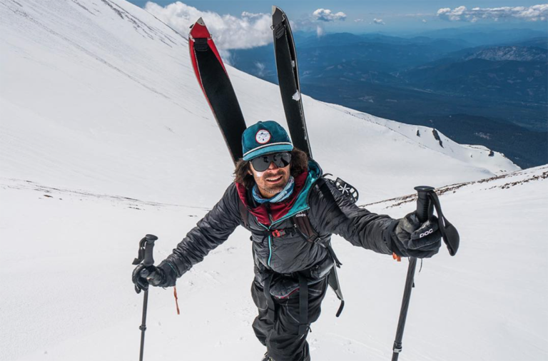 Jeremy Jones booting up a volcano