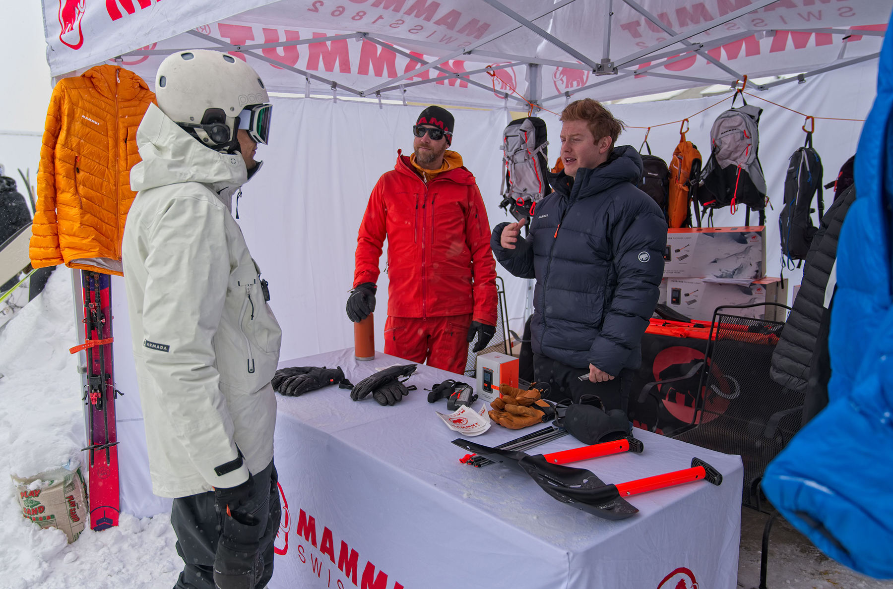 Mammut was demoing apparel and showcasing avalanche safety equipment all week