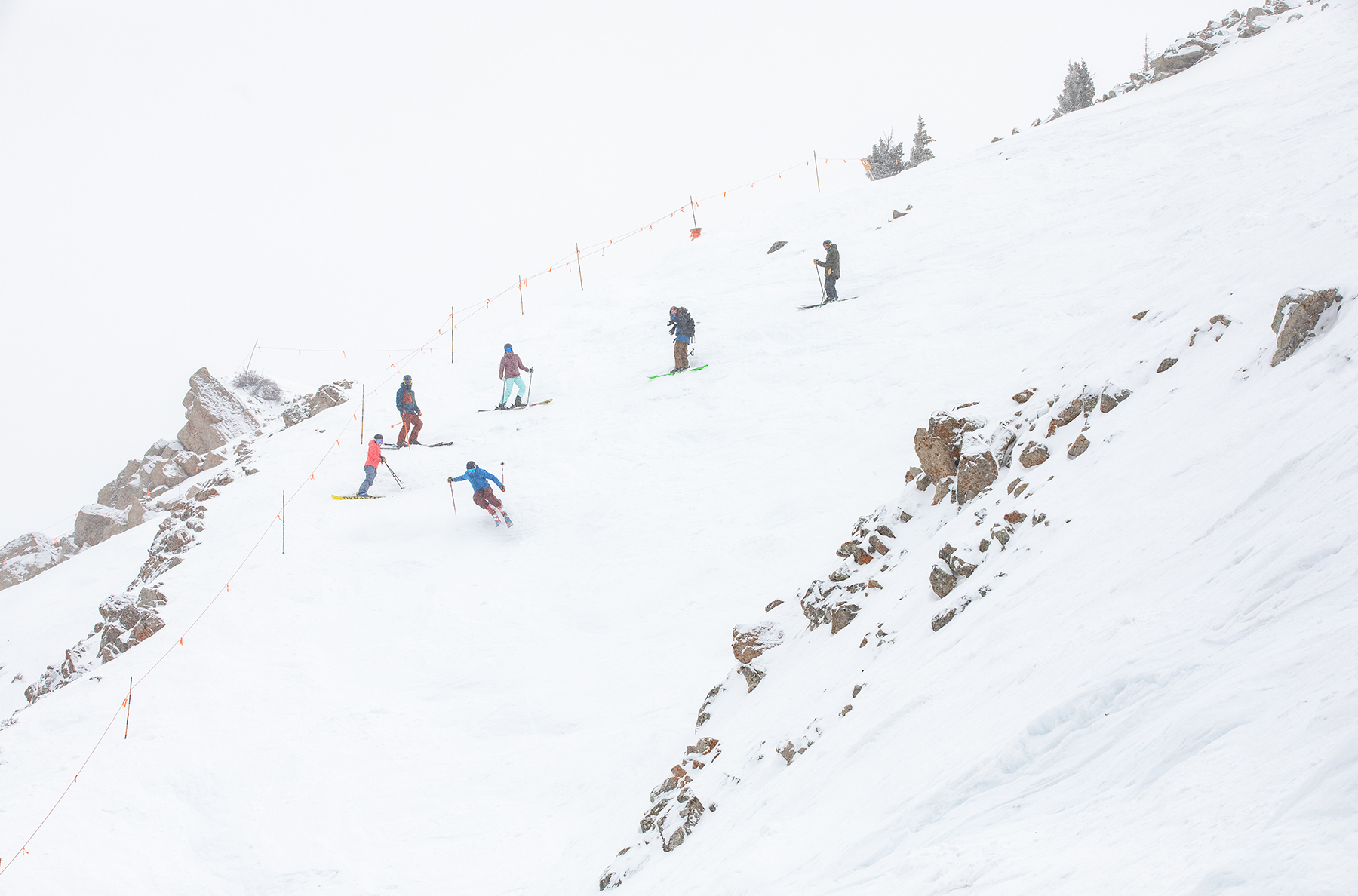 Drew Kelly guiding a group down Headwall