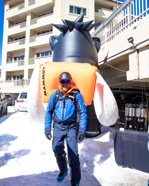 Mammut was showing off their line of avalanche airbags, safety equipment, and apparel