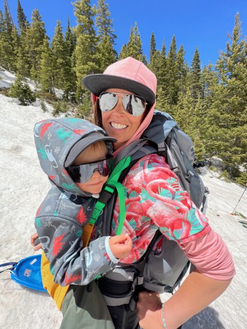 Kristin and Linden putting the Trail Magik Kid Carrier to the test