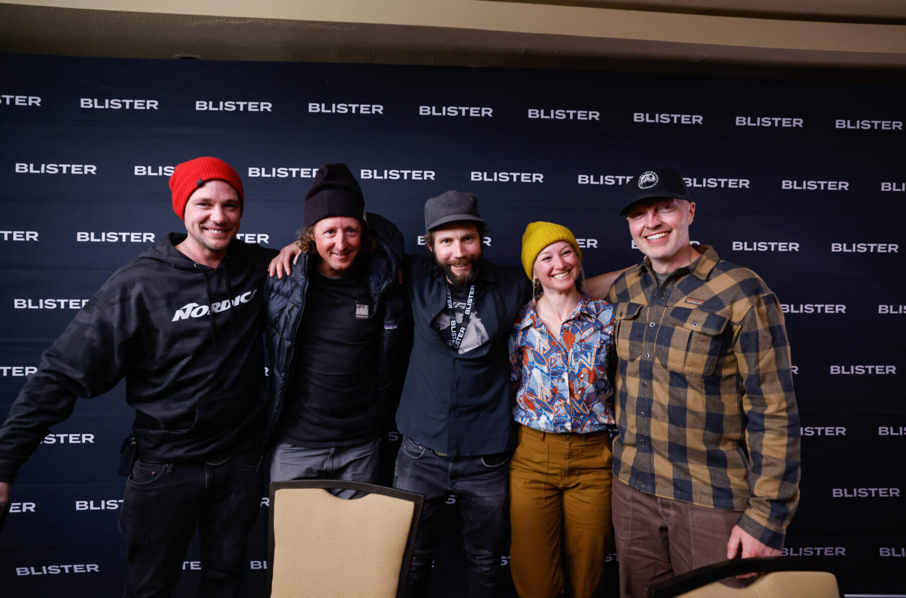 Left to right: Rory Bushfield, Forrest Shearer, Hoji, McKenna Peterson, and Jonathan Ellsworth at Blister Summit 2023 (photo by Taylor Ahearn)