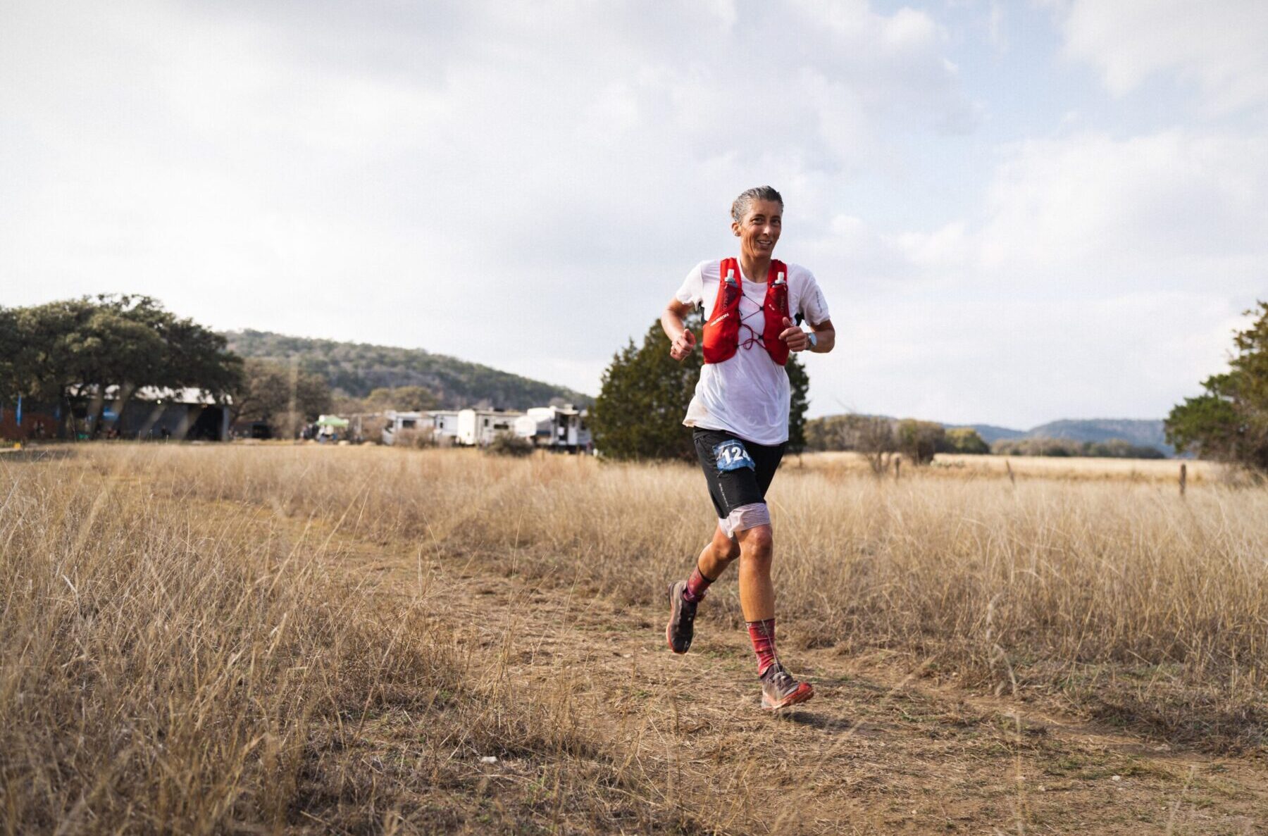Courtney Dauwalter on her way to winning the 2023 Bandera 100k (Photo by Tony DiPasquale)