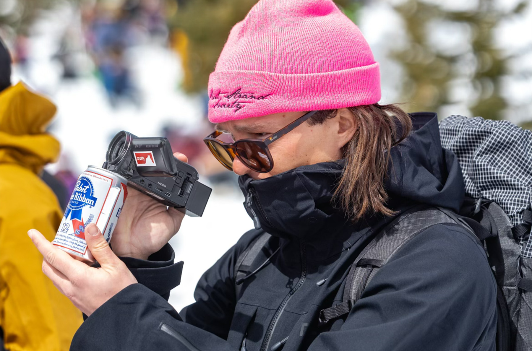 Luke Koppa camcording with his signature stabalizer (photo by Taylor Ahearn)