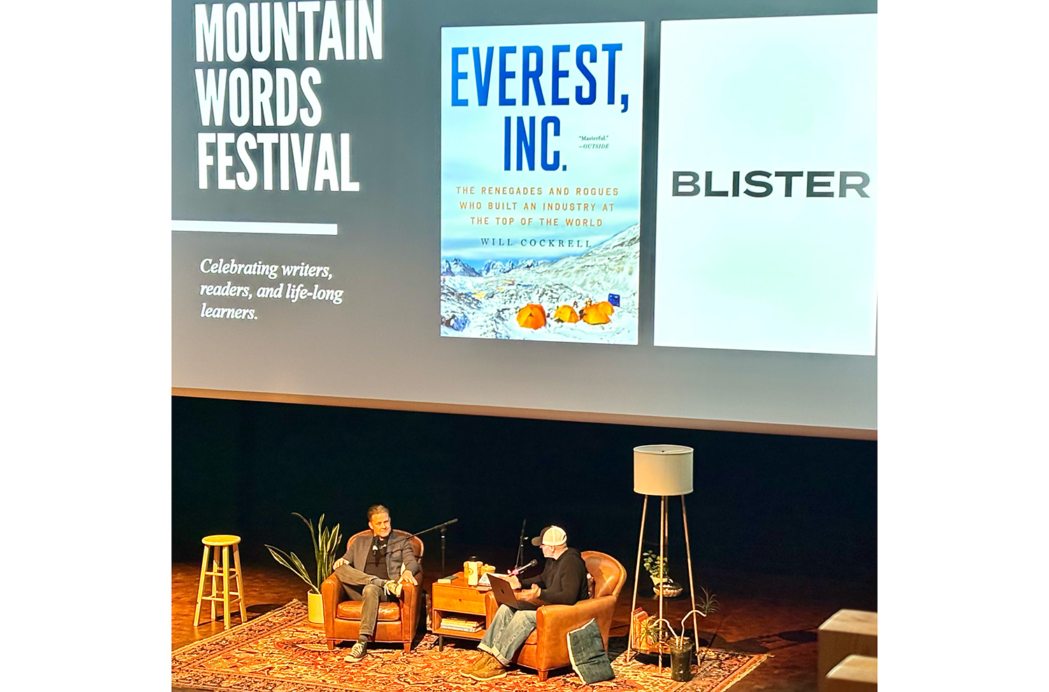 Jonathan & Will Cockrell talking at the 2025 Mountain Words Festival
