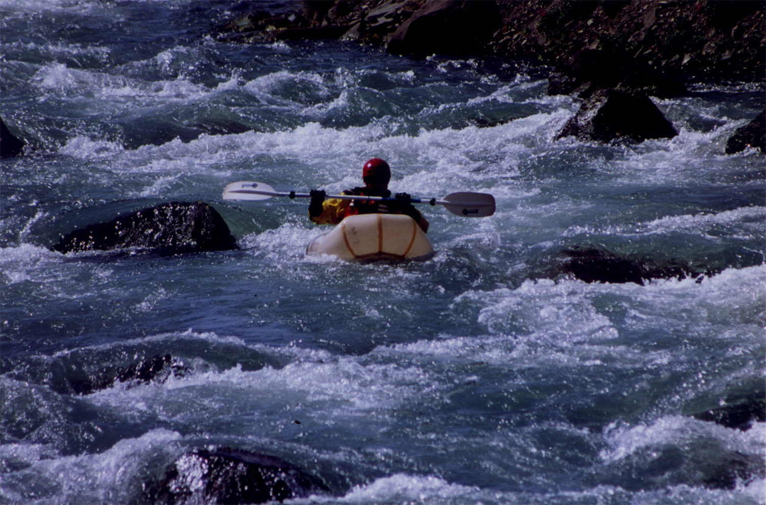 Thor Tingey in Alpacka's first-ever packraft
