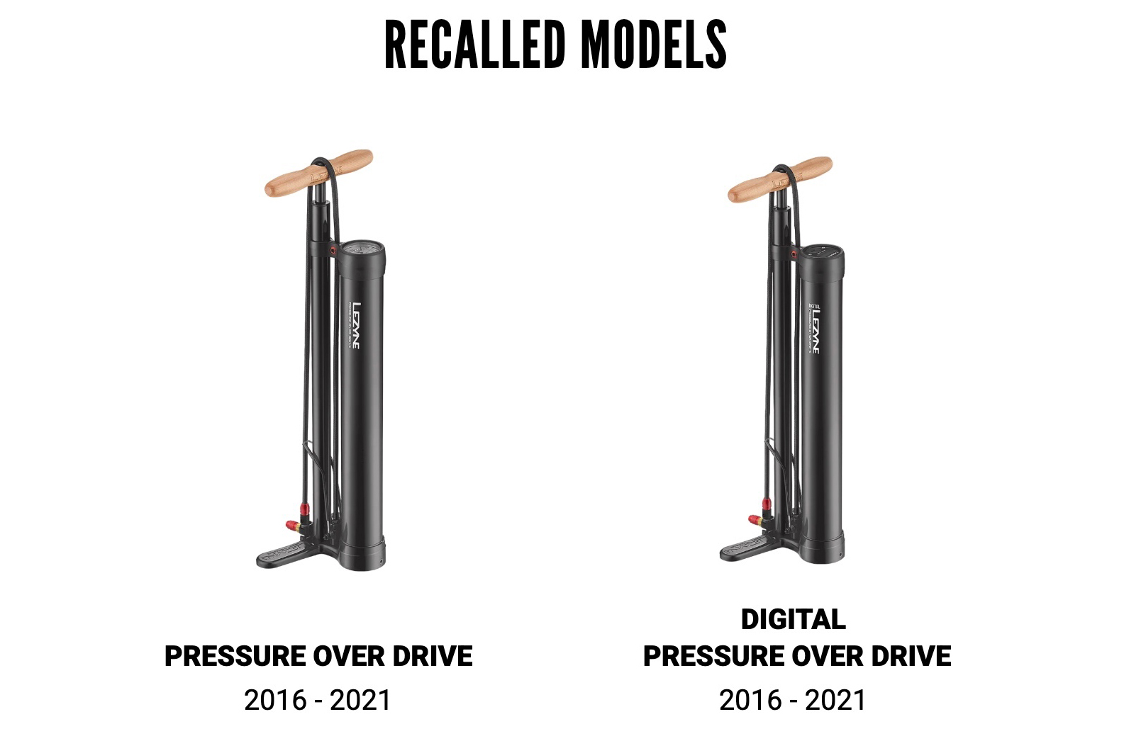 Lezyne floor pumps included in the recall | BBI