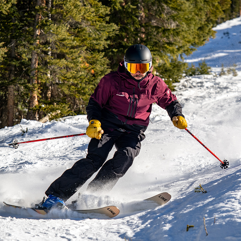 Luke Koppa in the Mammut Haldigrat HS Jacket & Bib Pants